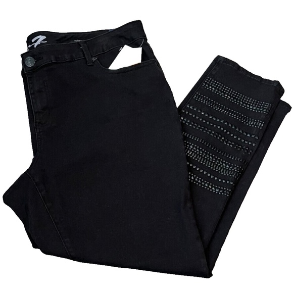 (NWT) Seven7 Women's Skinny Studded Jeans Black Raven Denim Size 24 - Picture 6 of 14